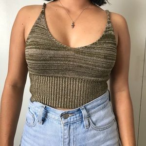 Green Knit Crop Top